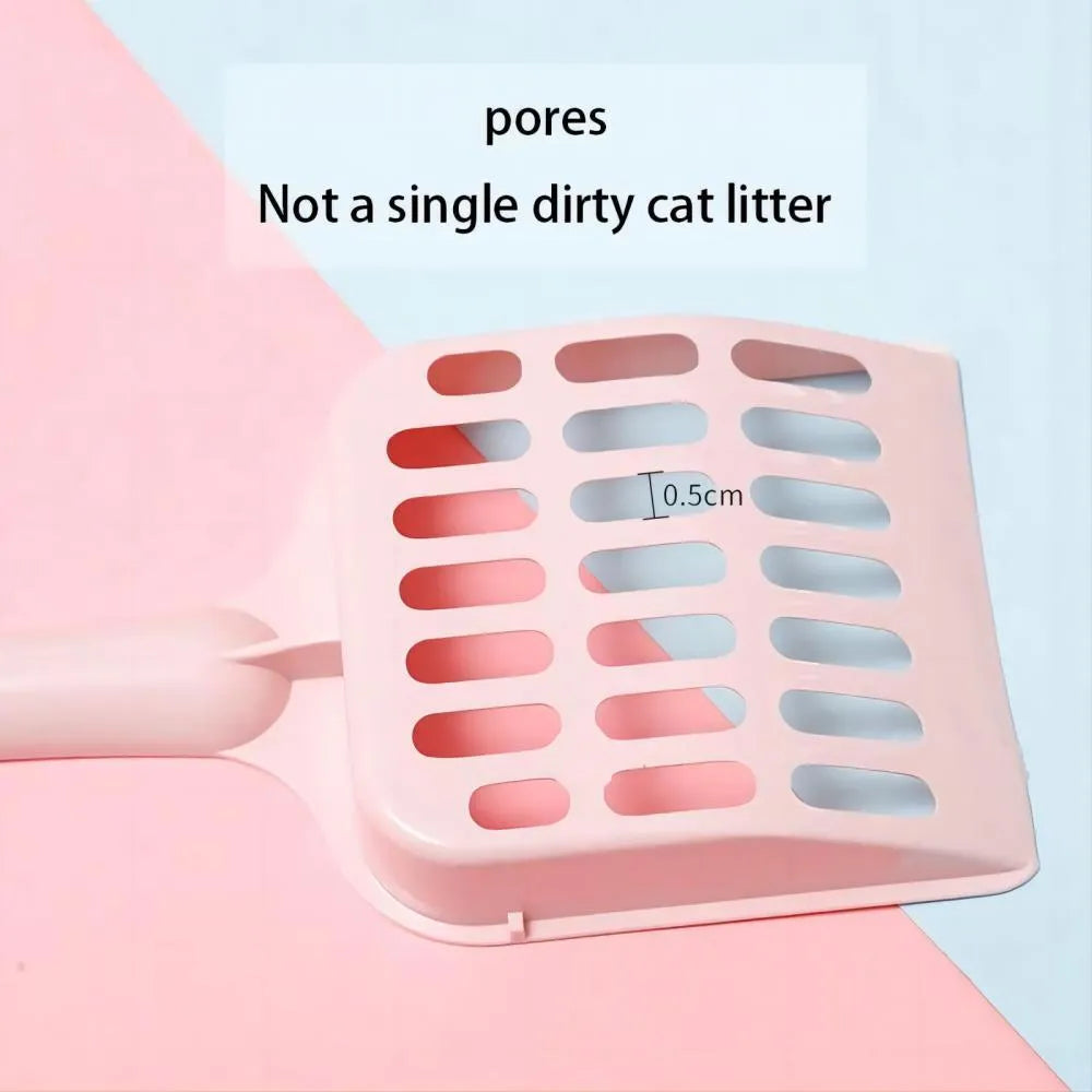Plastic cat litter scoop in blue, green, or pink colour, showing 20cm length
