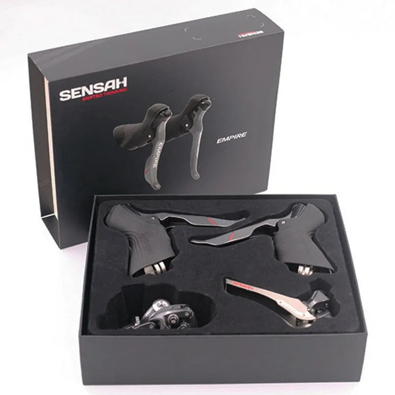 Road bike transmission kit showing aluminium alloy manual change, front dial, and short leg rear dial components for 11-speed systems
