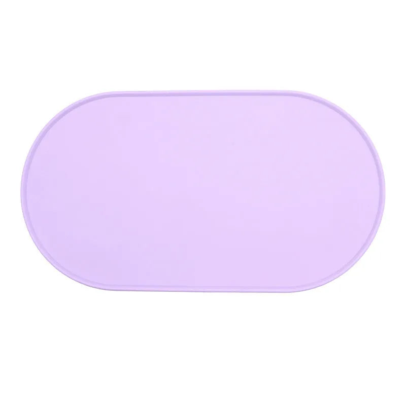 Silicone waterproof cat feeding placemat in beige colour showing size options