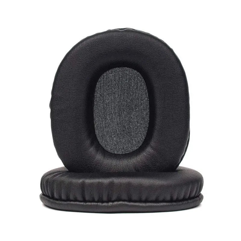 A pair of black soft PU leather replacement earpads for Sony 1R headphones.