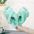 Women's cross open-toe fur slippers in multiple colours with patterned non-slip soles