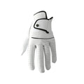Men's white half sheepskin golf glove showing non-slip palm detail.