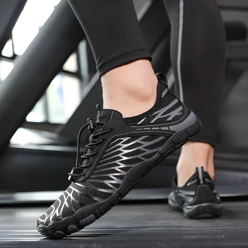 Outdoor upstream sports shoes with non-slip rubber sole and breathable gauze lining in white black pink ash orange and black blue