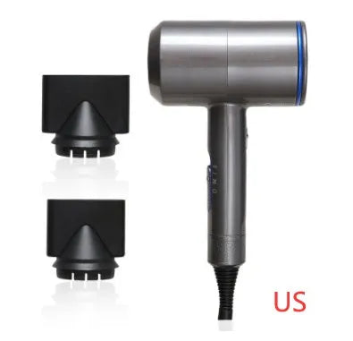 Professional black hotel hair dryer with long cable and worldwide voltage plug options
