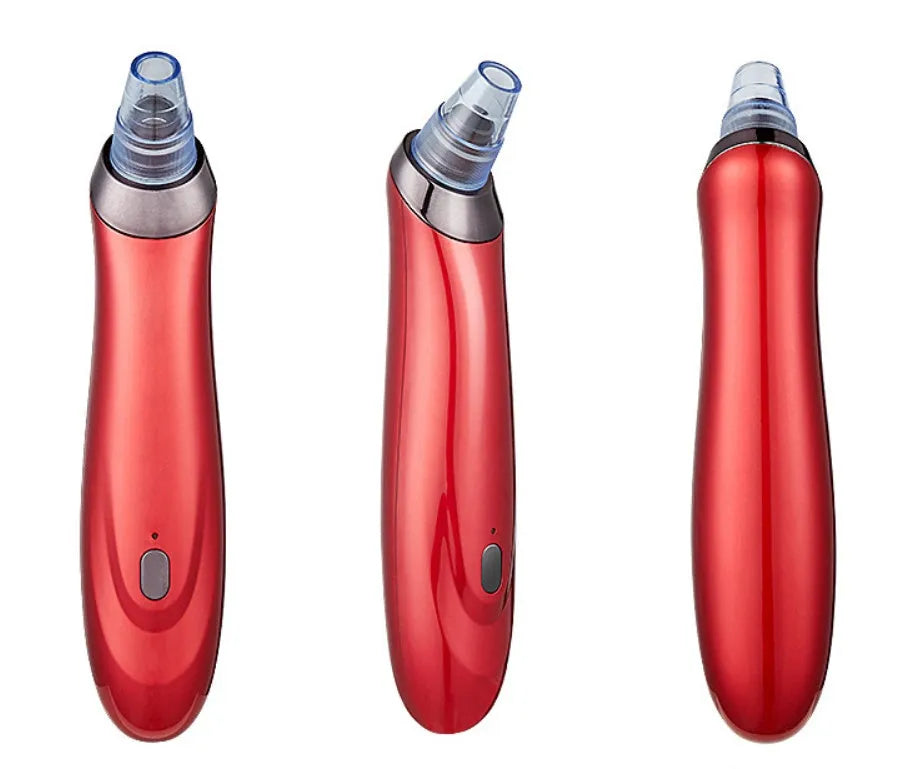 Electric blackhead removal device with multiple nozzle attachments for facial pore cleaning