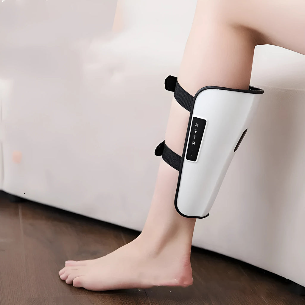 White plastic pulse calf massager with infrared physiotherapy and electrotherapy functions