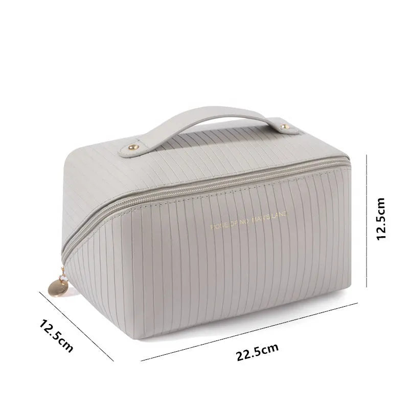 Cubic vertical pattern pillow makeup bag for travel with 22.5cm dimensions