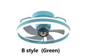 Modern simple style overhead fan lamp with light, white PC blades and acrylic shade.