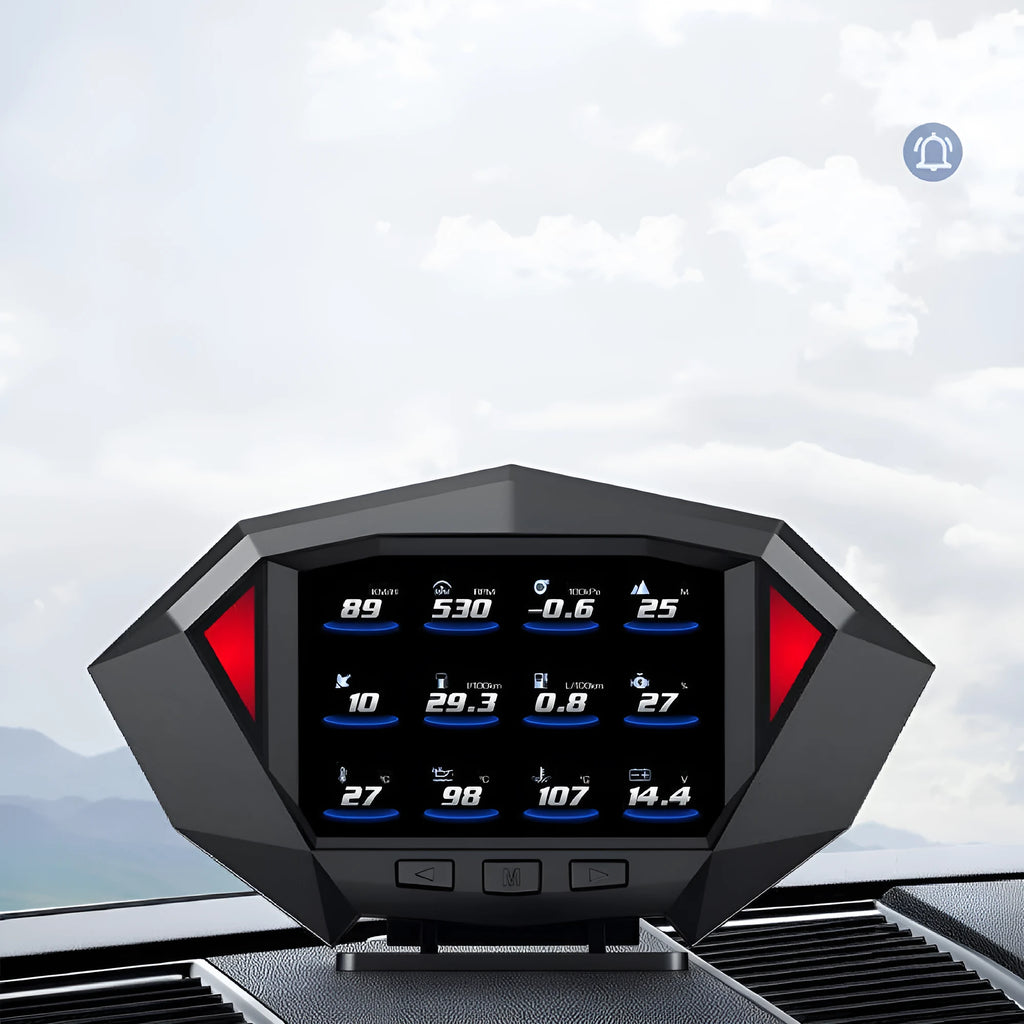 Black vehicle HUD head display unit with OBD cable connection for windscreen projection
