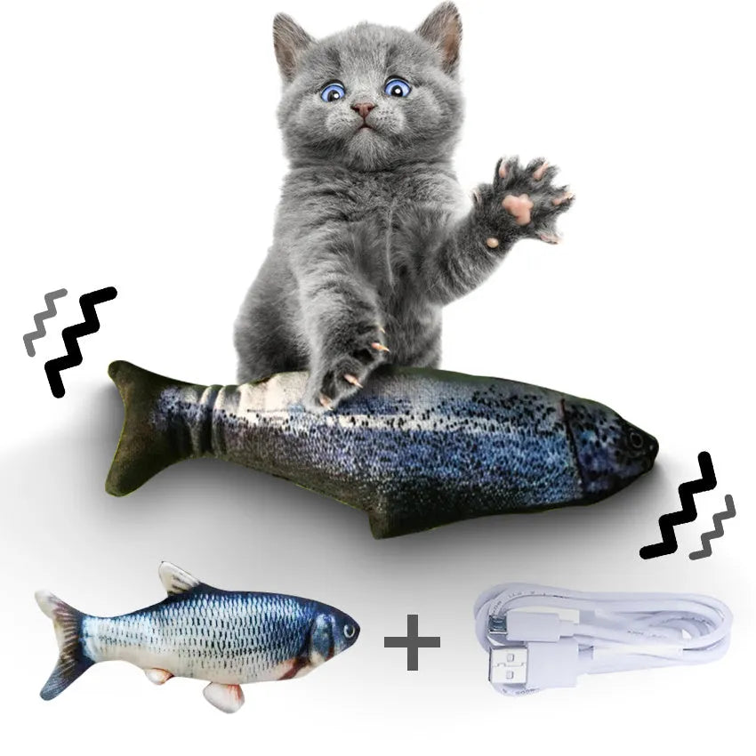 Electronic jumping fish simulation cat toy without catnip, 30cm multicolour PP material