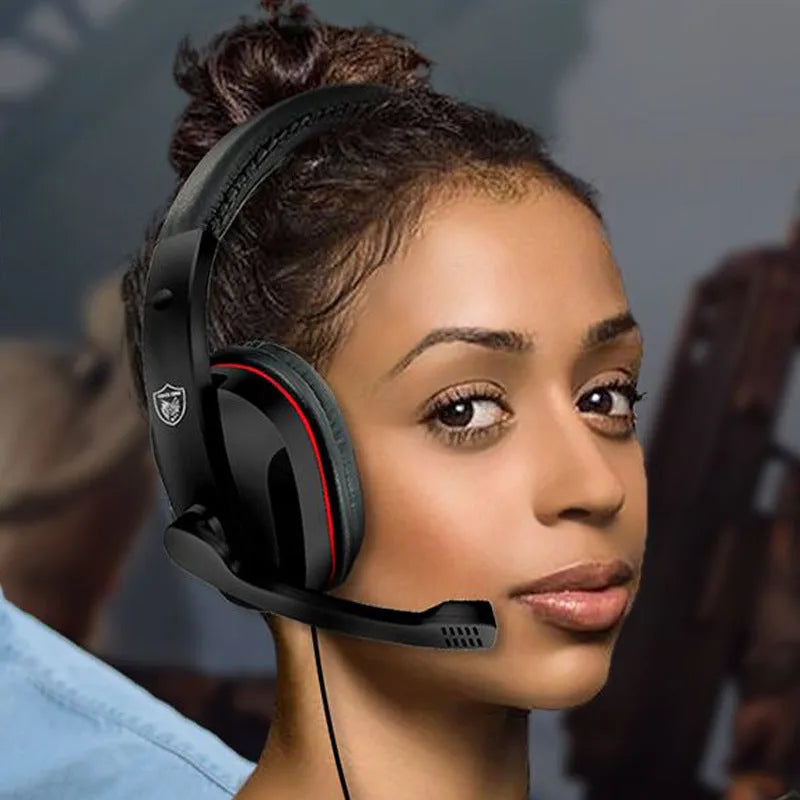 Black wired gaming headset with 40mm speakers and 6.3mm straight plug on 1.2m cable