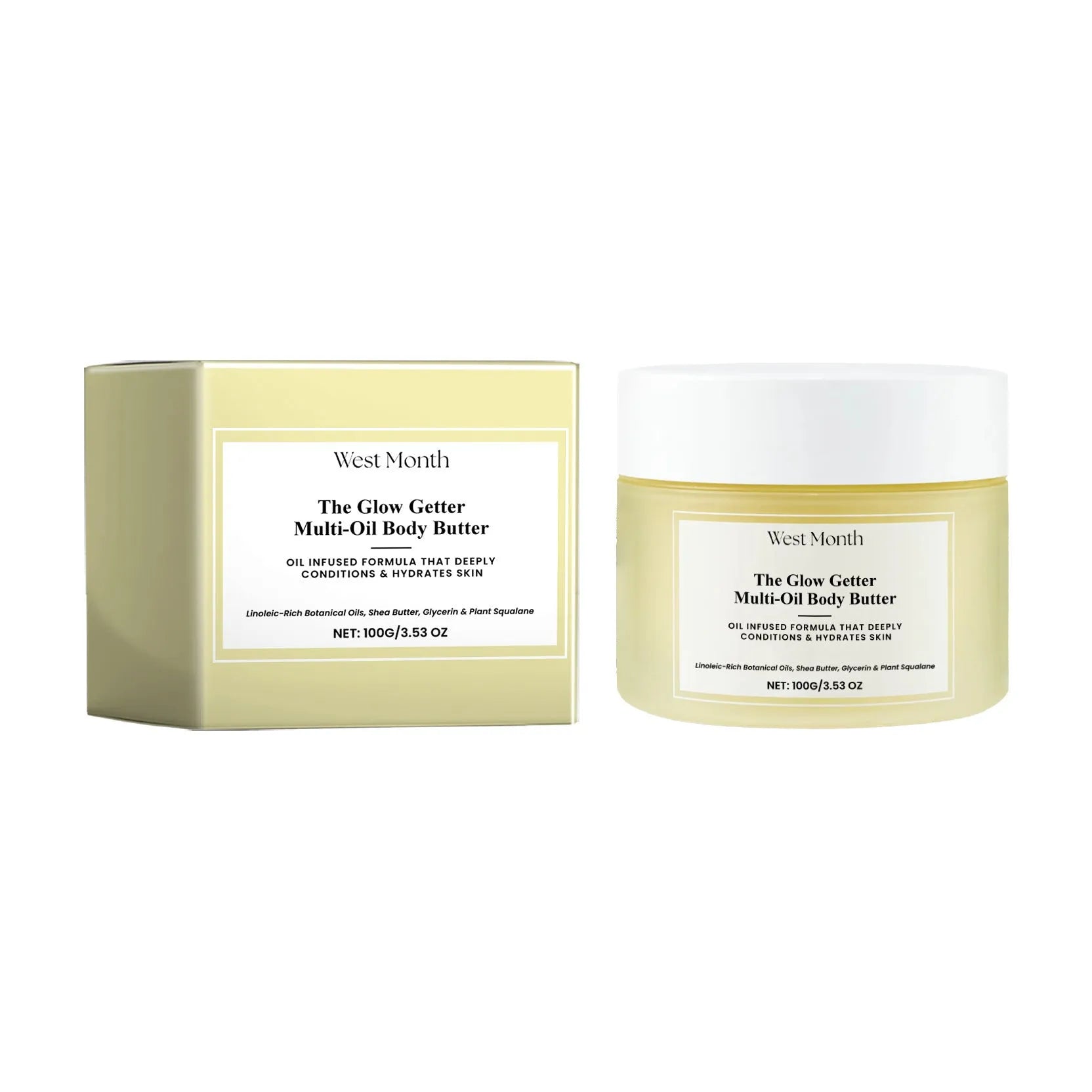 Nourishing and firming body care kit with 100ml skincare oil and 100g moisturising cream