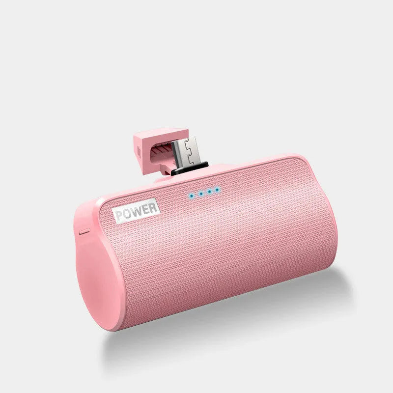 Universal 3000 mAh power bank in black, green, pink, and white colour options