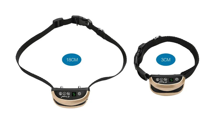 Digital anti-bark training collar with adjustable strap, LCD display and reflective safety strip