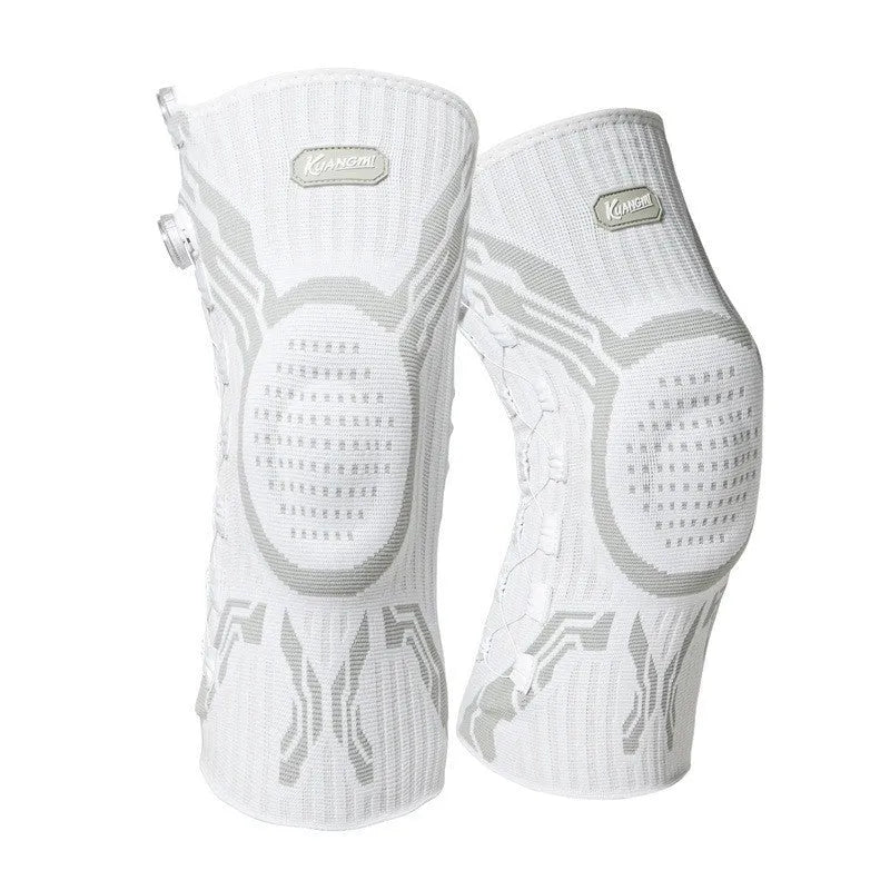 Adult sports knee pads in grey-white, sizes M L XL, for basketball running football badminton.