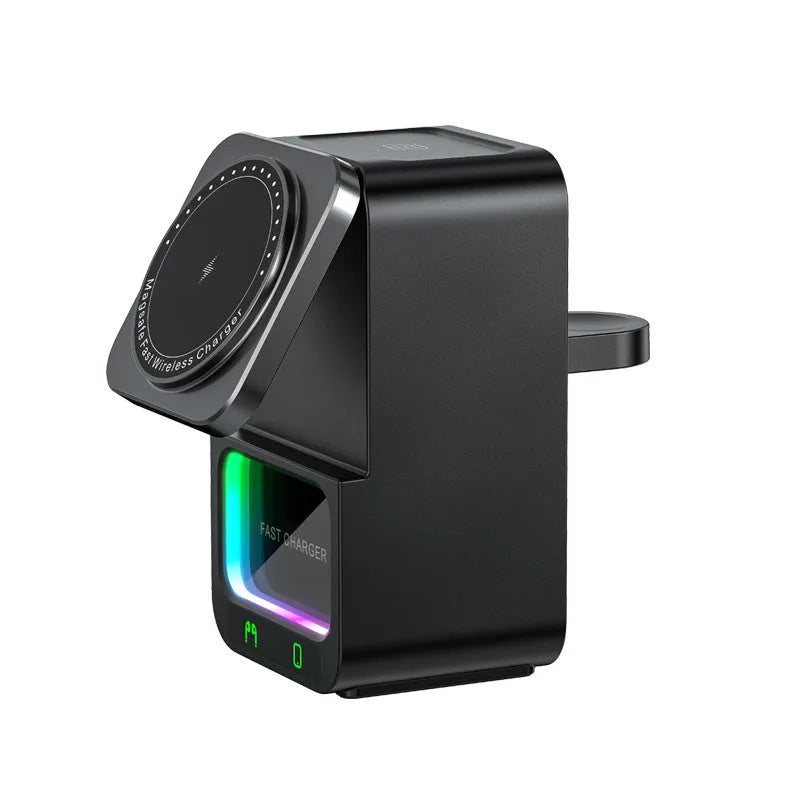 5-in-1 wireless charger Bluetooth speaker with 23W output in black or white finish supporting magnetic fast charge