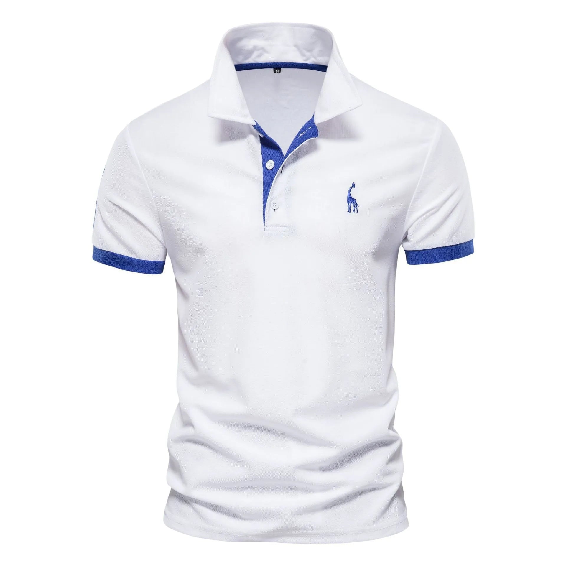 Men's slim fit T-shirt with embroidered deer pattern on chest, shown in multiple colour options.