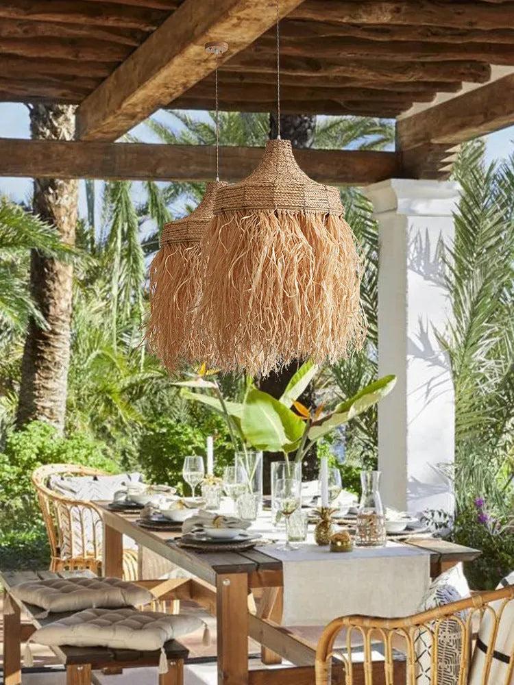 50cm diameter southeast Asia style restaurant chandelier with wild vetch and willow weaving