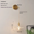 Copper retro lotus wall lamp with glass shade in amber colour variation