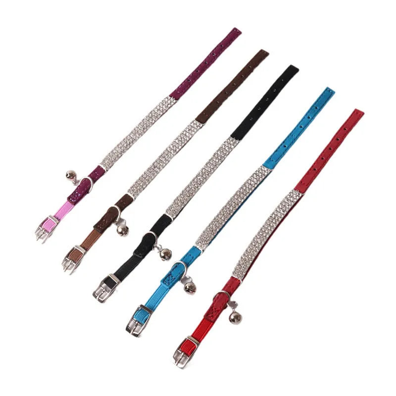 Soft flocking cat collar with elastic buckle in six colour options