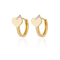 Stainless steel heart shape stud earrings with zircon detail and ear clip fitting