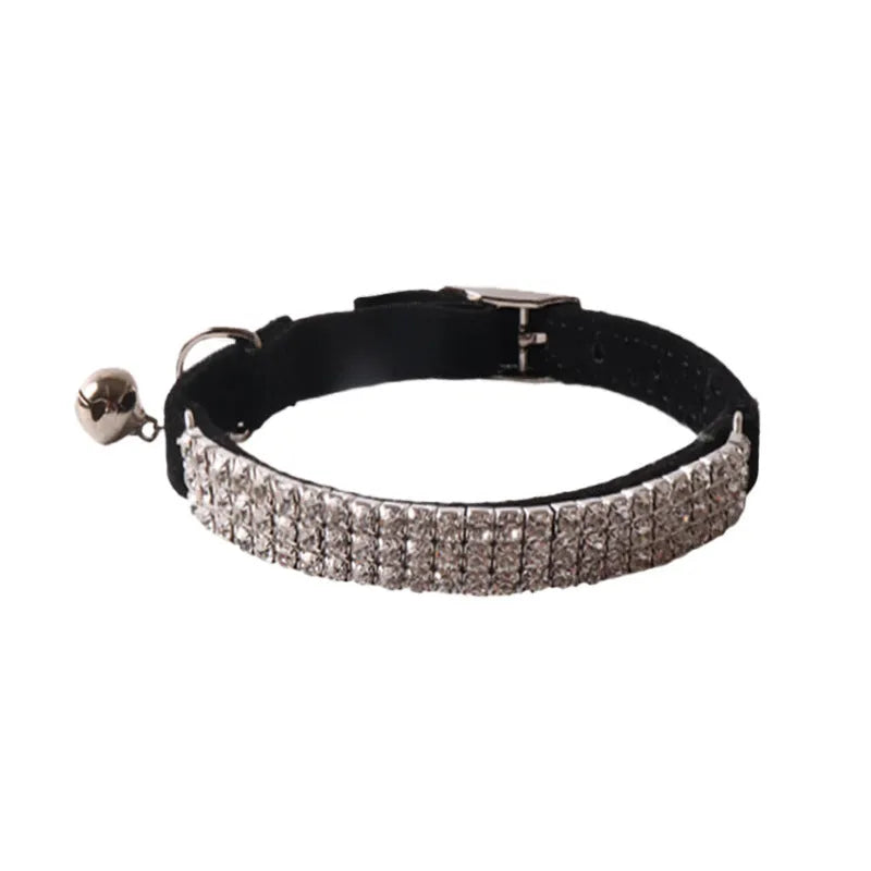 Soft flocking cat collar with elastic buckle in six colour options