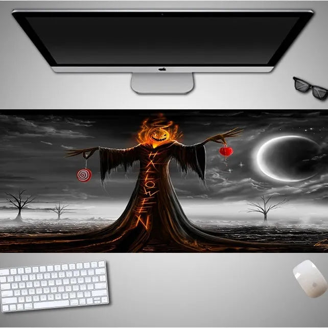 Halloween oversized computer mouse pad with non-slip rubber cloth backing in large dimensions