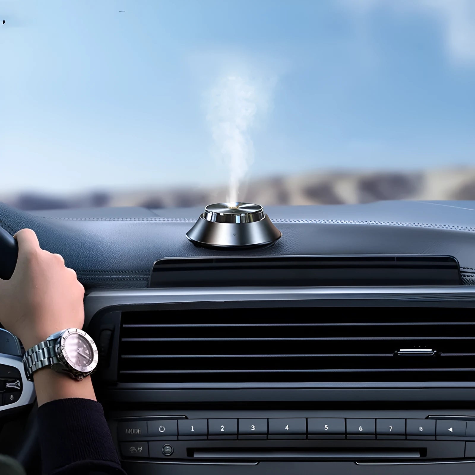 Black butterfly design car aromatherapy air purifier with metal construction and USB cable