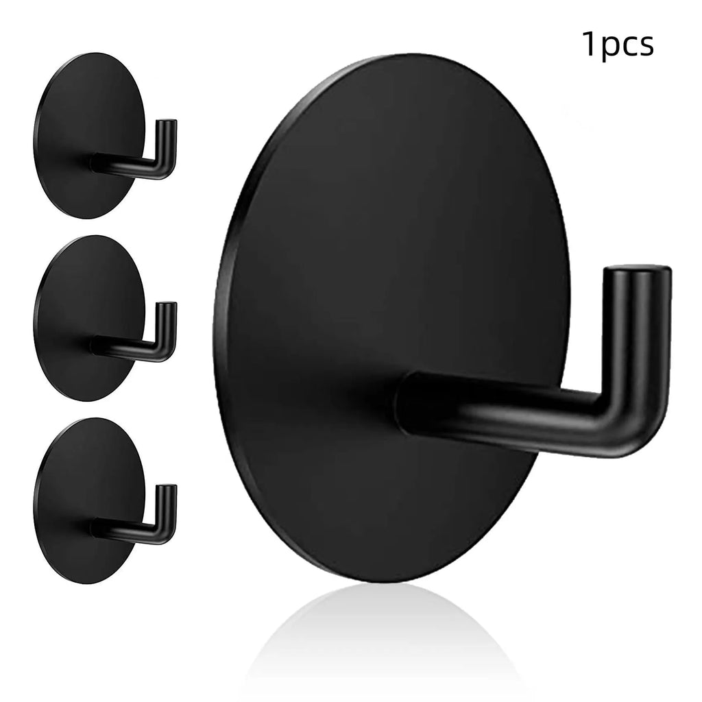 Stainless steel self-adhesive round hook with 3kg load capacity for bathrooms and kitchens