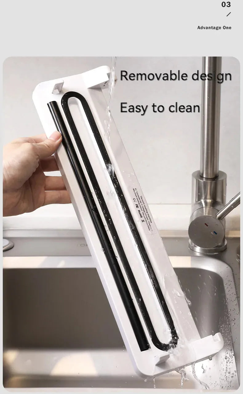 Black automatic vacuum sealer machine for household food preservation and storage bag sealing