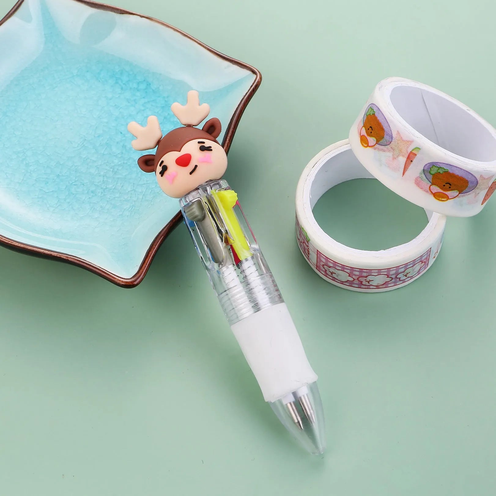 Christmas four-colour press ballpoint pen showing 11cm length with festive designs
