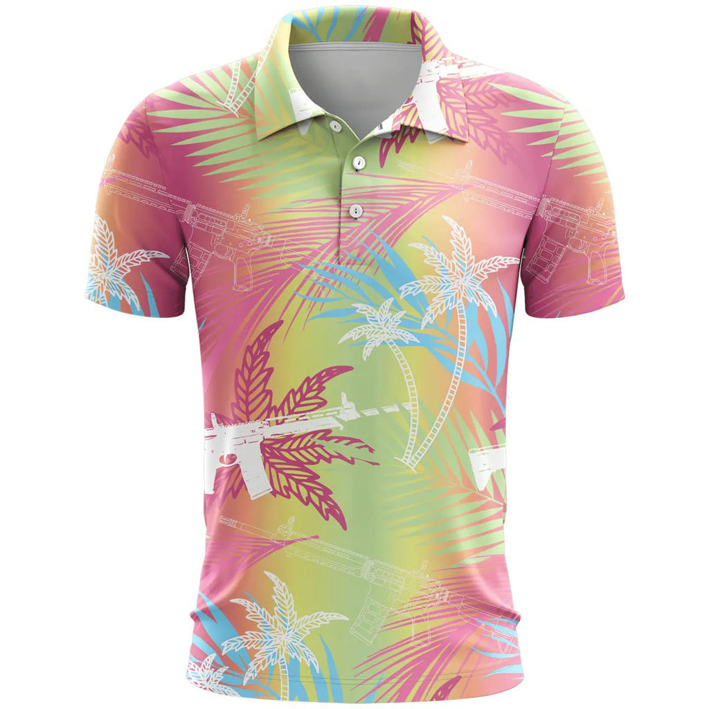 Men's 3D printed sports short sleeve top in loose fit with colour pattern