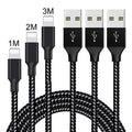 Black and white nylon-braided Micro USB fast charging cable for Android phones.