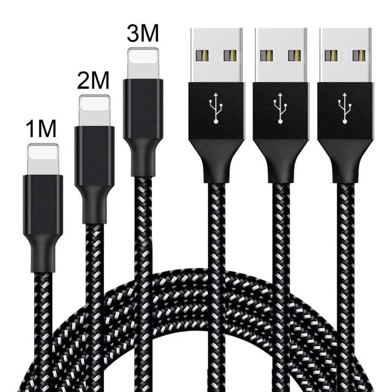 Black and white nylon-braided Micro USB fast charging cable for Android phones.