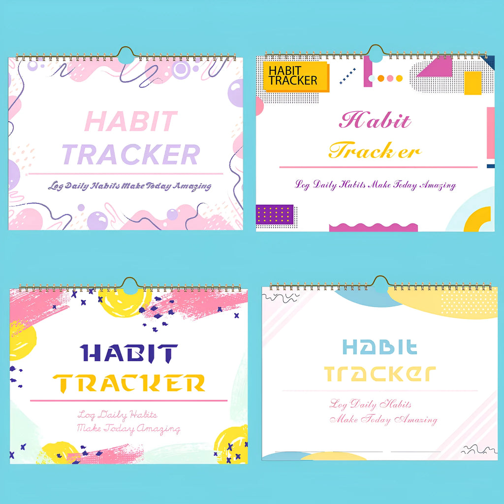 English habit tracking device showing 21cm by 28cm size with 12 internal pages for self-discipline planning