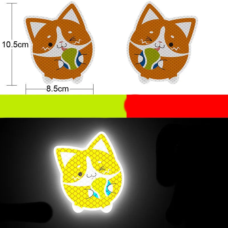Pair of diamond-grade reflective warning stickers for vehicles measuring 9cm by 5cm