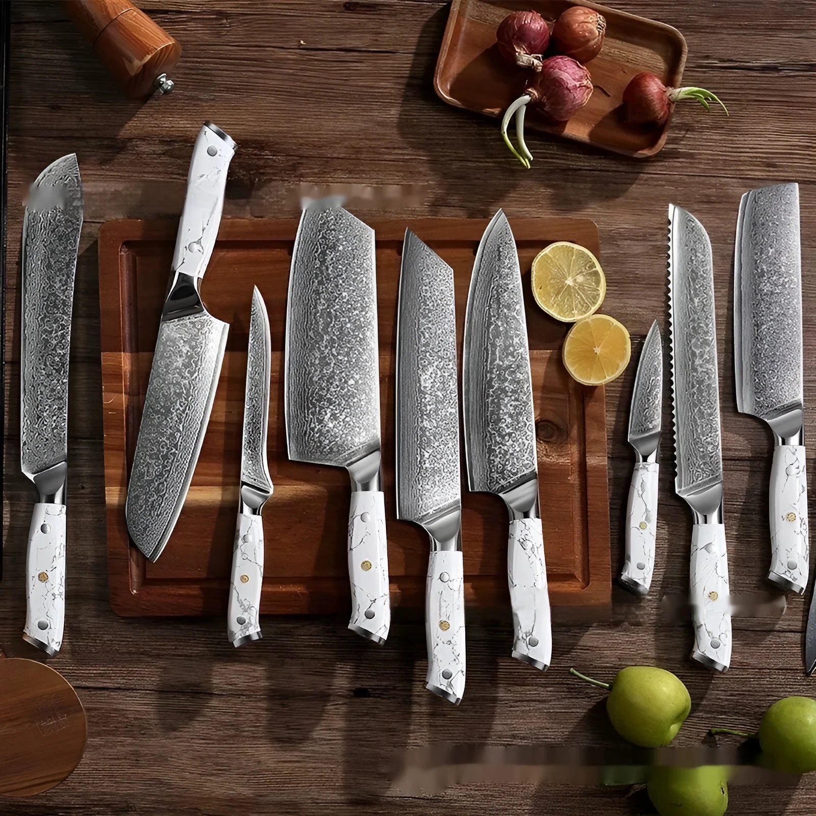 Damascus Special Combined Chef's Knife with 21cm VG10 blade and 32cm overall length