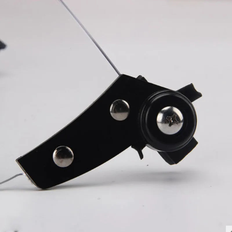 Transparent windproof explosion-proof face mask with guide rail for helmet mounting.