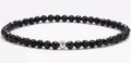 Black agate obsidian blue san stone bracelet geometric design electroplated finish