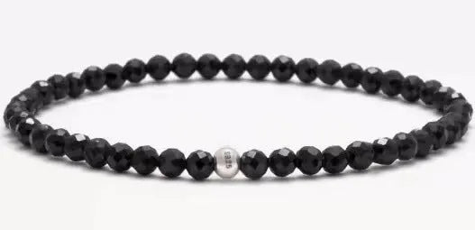 Black agate obsidian blue san stone bracelet geometric design electroplated finish