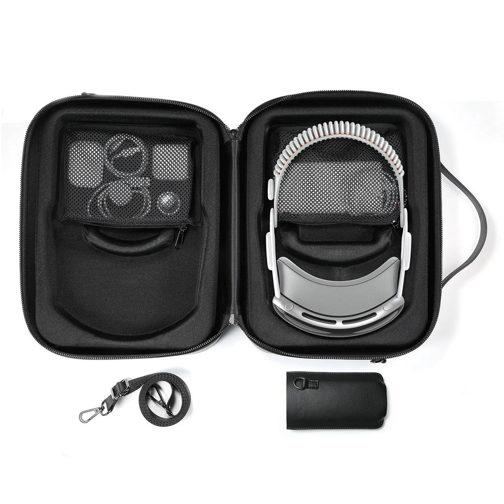 Black Superfiber MR glasses storage box for Apple Vision Pro headset protection.