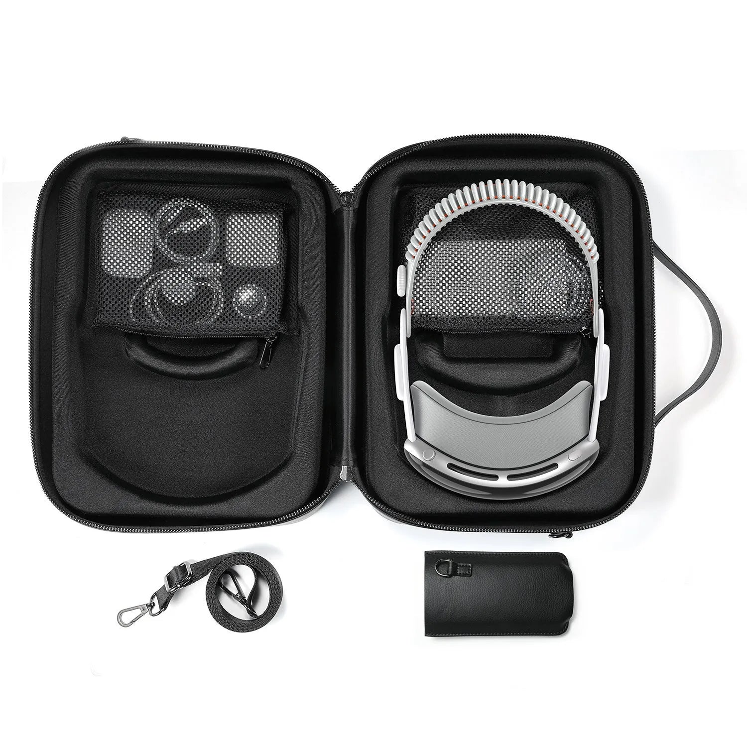 Black Superfiber MR glasses storage box for Apple Vision Pro headset protection.