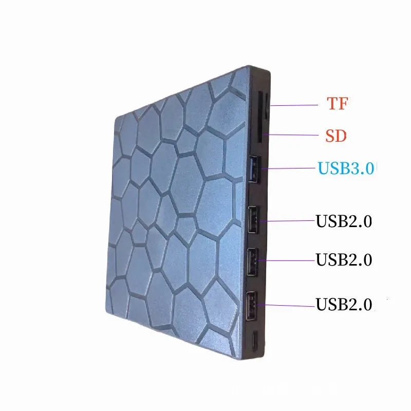 Black external CD DVD drive with USB connection for computer disc burning