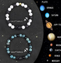 Natural stone beaded zodiac bracelet set showing twelve astrological signs