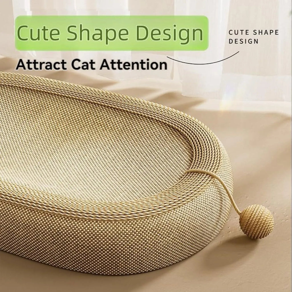 Large natural sisal cat scratching board with integrated lounging platform