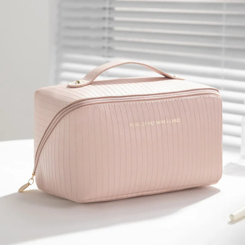 Cubic vertical pattern pillow makeup bag for travel with 22.5cm dimensions