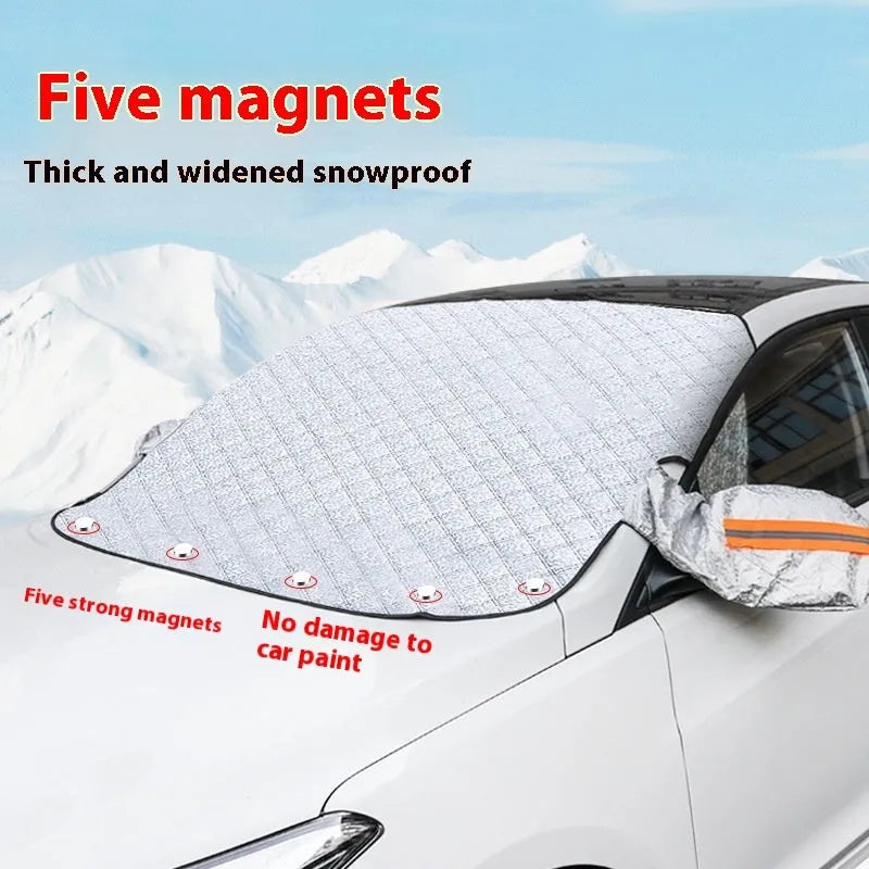 Aluminium foil winter car snow shield for SUV front windshield with magnetic attachments
