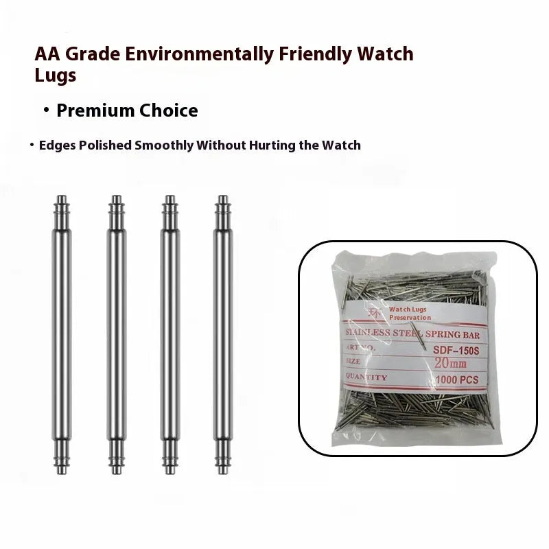 Bulk assortment of watch bolt auricular needle spring shafts in sizes 21mm to 26mm for repair.