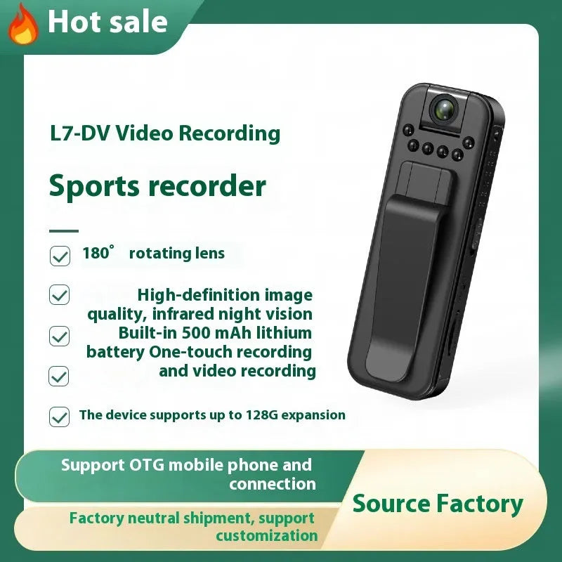 L7 Outdoor HD video recorder with WiFi and night vision infrared for home and conference use.