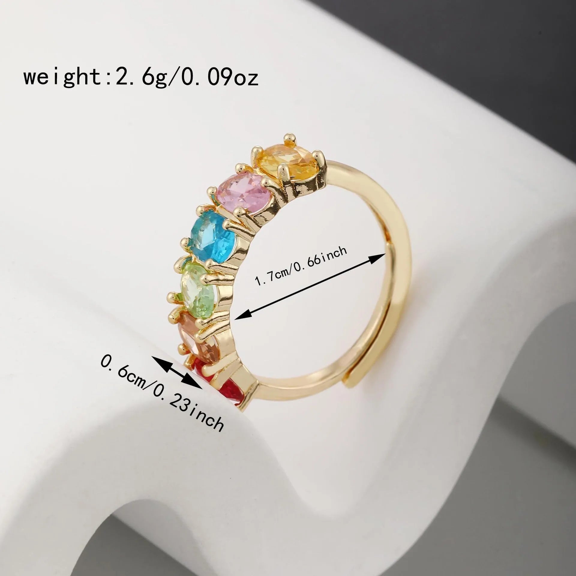 Women's gold adjustable ring with zircon detailing and retro design on copper base